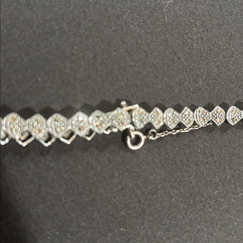 Vintage sterling silver 925 with marcasite stones linking bracelet. RARE - Picture 3 of 4